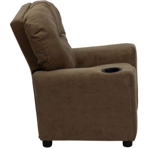  Flash Furniture Contemporary Orange Microfiber Kids Recliner with Cup Holder