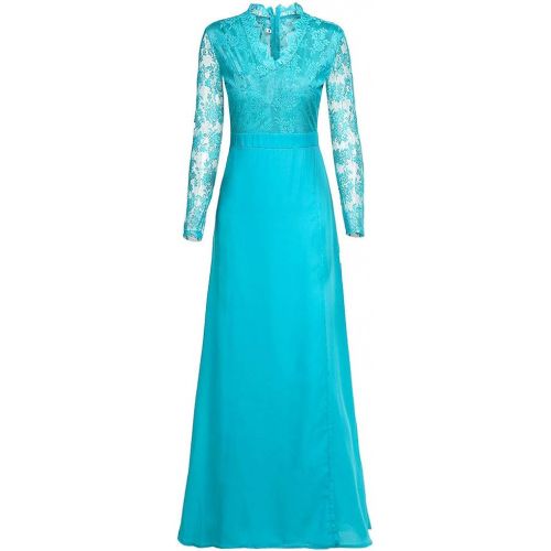  WWricotta Women Deep V-Neck Lace Long Sleeve Evening Party Ball Prom Wedding Long Dress(,)
