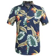 SSLR Mens Leaves Button Down Casual Short Sleeve Tropical Hawaiian Shirt