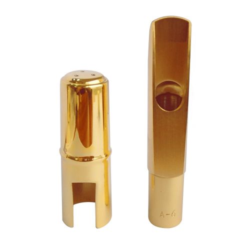  Sax Mouthpiece, Aibay #6 Gold Plated Bb Soprano Saxophone Metal Mouthpiece + Cap + Ligature