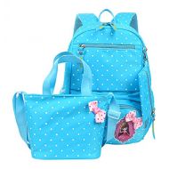 Fanci 3Pcs Polka Dot Princess Style Elementary Kids School Backpack Bookbag Set for Teens Girls School Bag with Handbag