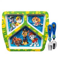 Nickelodeon Zak Designs Paw Patrol Divided Plate, Fork and Spoon Set, Paw Patrol, 3 piece set