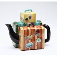 Cosmos Gifts Fine Ceramic Road Trip Travel Luggages Teapot, 6 3/4 L