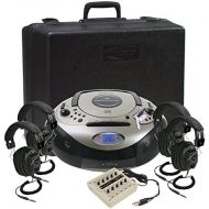 Califone 1886PLC 4-Person Spirit SD Stereo Listening Center, Includes 1886 Boombox Multimedia Player, CarryStorage Case, One 10 position jackbox and Four 3068AV Headphones