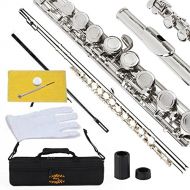 GLORY Glory Closed Hole C Flute With Case, Tuning Rod and Cloth,Joint Grease and Gloves Nickel Siver-More Colors available,Click to see more colors