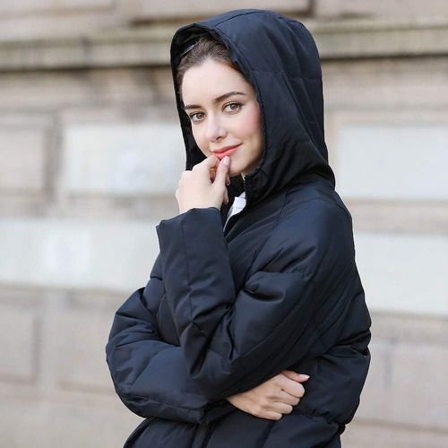  JESPER Women Winter Warm Knee Length Down Coat Hooded Thick Jacket Long Overcoat