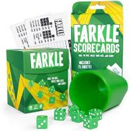 [아마존베스트]Farkle: The Family Dice Game Bundle | Farkle Game Set, 75 Additional Scorecards | Includes Dice Cup, Set of 6 Green Dice, Storage Box, 100 Scorecards