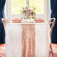 TRLYC 12x120 Rose Gold Sequin Table Runner, Sequin Table Cloth, Sequin Tablecloths, Sequin Linens