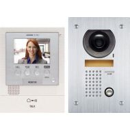 Aiphone JFS-2AEDF AudioVideo Intercom System with Flush-Mount Door Station with Stainless Steel Faceplate for Single Door, Accepts an Additional Door Station and Up to Two Sub-Mas