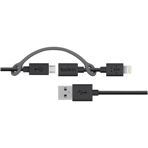 벨킨 Belkin 3-Feet Micro-USB Cable with Lightning Connector Adapter - Retail Packaging - Black
