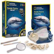 [아마존베스트]NATIONAL GEOGRAPHIC Shark Tooth Dig Kit - Excavate 3 real Shark Tooth Fossils including Sand Tiger, Otodus and Crow Shark - Great Science Gift for Marine Biology Enthusiasts of any