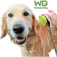 Wondurdog All-In-One Quality Dog Shower Kit | Innovative Shower Brush and Splash Shield | Keep Water Away From Dogs Ears, Eyes and Yourself | 8 ft Flexible Metal Hose, Shower Diverter and Su