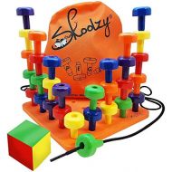 [아마존핫딜][아마존 핫딜] Skoolzy Peg Board Set - Montessori Toys for Toddlers, Preschool Kids | 30 Lacing Pegs for Learning Games, Dice Colors Sorting Counting - Occupational Therapy Fine Motor Skills Acti