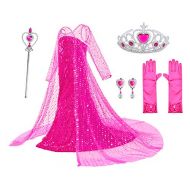 Party Chili Luxury Princess Dress for Elsa Costumes with Shining Long Cap Girls Birthday Party 2-10 Years