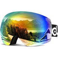 [아마존베스트]Odoland Large Spherical Frameless Ski Goggles for Men and Women, S2 OTG Double Lens Goggles for Skiing, Snowboarding, Snowmobile, uv400 Protection and Anti-fogging
