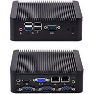 Qotom Fanless Bay Trail J1900 nettop PC Q190P 8G ram 16G SSD with dual gigabit LAN RJ45 4 serail ports blue-ray 1080p fanless mini pcs