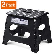Acko Folding Step Stool Lightweight Plastic Step Stool - 11 Height - 2 Pack - Foldable Step Stool for Kids and Adults,Non Slip Folding Stools for Kitchen Bathroom Bedroom (Black, 2