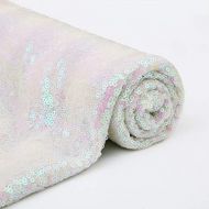 QueenDream White Iridescent Sequin Fabric Sequin Backdrop Fabric Sequin Overlay Sheer Fabric Glitz Table Linen DIY Party Dress Fabric