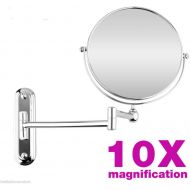 Unknown Two-Sided 10x Magnifying Wall Mount Swivel Make up Shaving Mirror Extendable