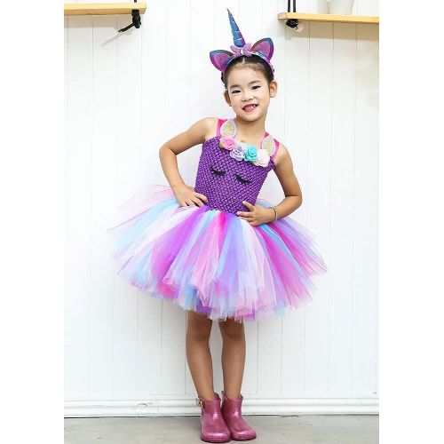  AQTOPS Girls Birthday Party Tutu Outfits Fluffy Tulle Dress Costumes