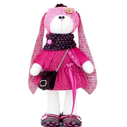  ZuzuHappyToys Easter bunny toy, Fabric doll bunny 14 inch for girl, Easter rabbit plush
