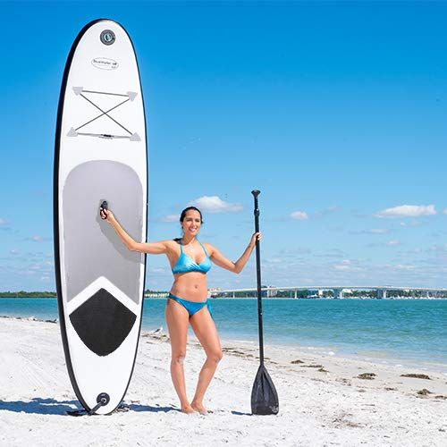  Sevylor Blue Water Toys 10’ 6” Inflatable SUP Set | Inflatable Stand Up Paddle Board with Accessories & Carry Bag | 6 Inches Thick, Bottom Fins for Paddling, Surf Control, Non-Slip Deck |