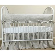 SuperiorCustomLinens Natural Linen Crib Rail Guard with ruffles, Crib Rail Cover for Teething, Handmade Bumperless Crib Bedding Set, Neutral Baby Bedding Set, FREE SHIPPING
