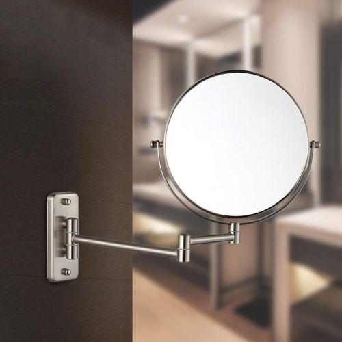  WUDHAO Vanity Mirror,Makeup Mirror Hotel Nickel Plated Round 8 Inch Makeup Mirror Telescopic 10X Magnifying Mirror Bathroom Wall Silver Mirror with Lights Wall Mounted