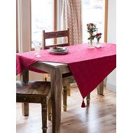 April Cornell Homespun Matelasse Red 60 x 90 Cotton Tablecloth