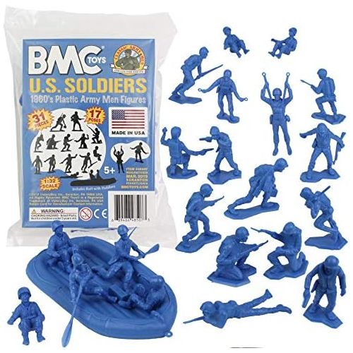  BMC Toys BMC Marx Plastic Army Men US Soldiers - Blue 31pc WW2 Figures - Made in USA