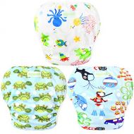 Wegreeco Baby & Toddler Snap One Size Adjustable Reusable Baby Swim Diaper (Diving,Ocean,Turtle,Large,3 Pack)