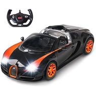 RASTAR Bugatti Toy Car, 114 Bugatti Remote Control Car, Bugatti Veyron 16.4 Grand Sport Vitesse RC Car - BlackOrange