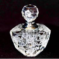Akoko Art Handengraved Crystal Glass Hand Engraved Oleg Cassini Crystal Bottle, Home Decor, Home Vanity, Engraved Perfume Bottle, Crystal Bottle Flowers, Bridal Gifts