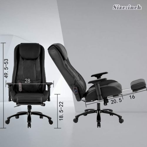  BestOffice Gaming Chair Ergonomic Swivel Chair High Back Racing Chair, with Footrest, Lumbar Support and Headrest (Massage Chair Black)