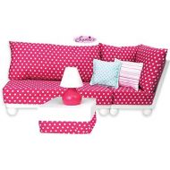 Sophias 18 Inch Doll Furniture: 4 Pc. Complete White Wood Love Seat, Corner Chair, Ottoman, Lamp, Complete Cushion & Pillow Set Perfect for 18 Inch American Girl Doll Furniture & More! Dol