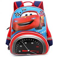 YOURNELO Kids Cartoon Lightning Car Rucksack School Backpack Bookbag (Red 2)