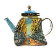 Kelvin Chen Van Gogh Les Alyscamps Enameled Miniature Teapot with Hinged Lid, 4.25 Inches Long