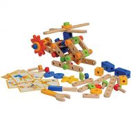 Constructive Playthings HXN-33 CP Toys 84 pc. Wooden NutBolt Builder with Screwdriver and Activity Cards