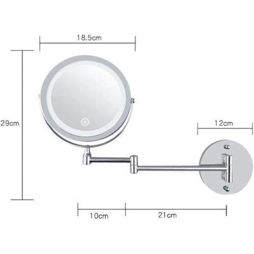  Ylmhe Wall Mount Makeup Mirror LED Lighted USB Bathroom Shaving Two Sided 10 Magnifying 360° Swivel Extendable Touch Dimming