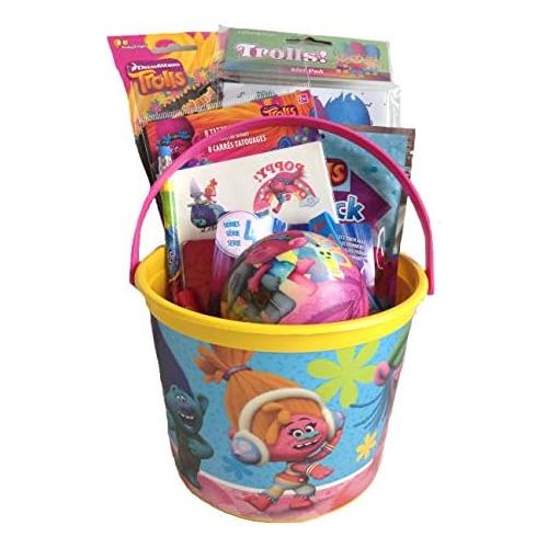 Trolls Small Bucket of Fun 15 Piece Toy Gift Set