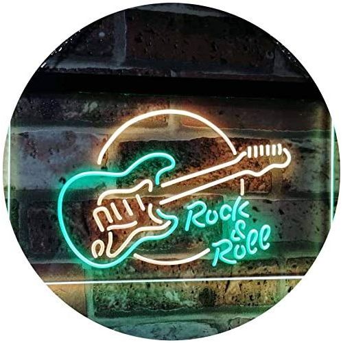  ADVPRO Rock & Roll Electric Guitar Band Room Music Dual Color LED Neon Sign Green & Yellow 16 x 12 st6s43-i2303-gy