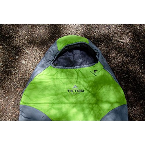  [아마존베스트]TETON Sports Tracker Ultralight Mummy Sleeping Bag; Lightweight Backpacking Sleeping Bag for Hiking and Camping Outdoors; All Season Mummy Bag; Sleep Comfortably Anywhere; Green/Gr