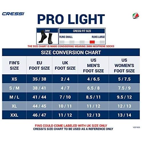 크레시 Besuchen Sie den Cressi-Store Cressi Pro Light - Premium Open Heel Tauchen Flossen