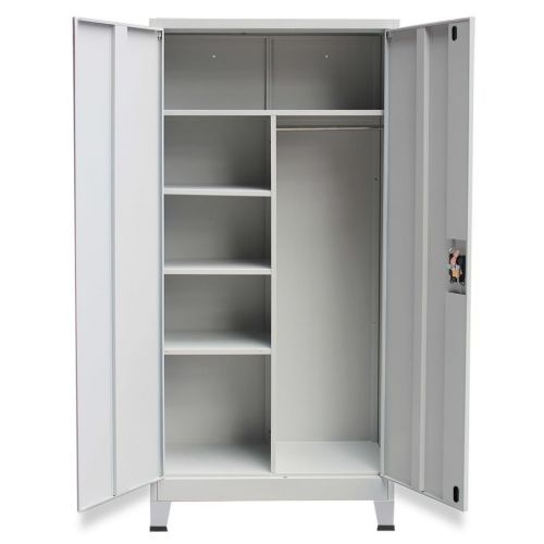  Wuyue and buding Office Tall Locker Cabinet Metal, Storage Cabinet with 2 Doors, Adjustable Shelves Steel 35.4x15.7x70.9 Gray
