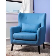 Merax Wing Chair Living Room Chairs Cushioned Accent Arm Chair (Blue)