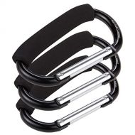 Juvale Set of 3 Stroller Hooks - Aluminum Carabiner Stroller Clips for Baby Strollers, Black - 5.5 x 3.2 x 0.3 Inches