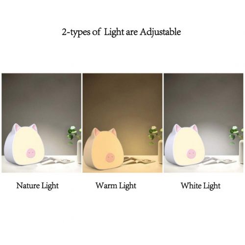  AOKARLIA Cartoon Eye Protection Lamps, Pig Bedside Night Lights, Creative Energy Saving/Touch Sensing Mood Light, Desk lamp for Students, Kids, Boys,Chlidren,Pink