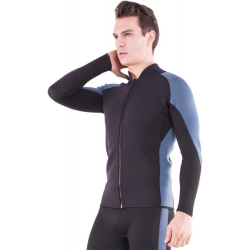  Flexel Wetsuit Tops/Pants, 2mm Premium Neoprene Wet Suit Jacket/Scuba Diving Vest for Swimming Snorkeling Surfing Fishing XSPAN Front Zipper Suit