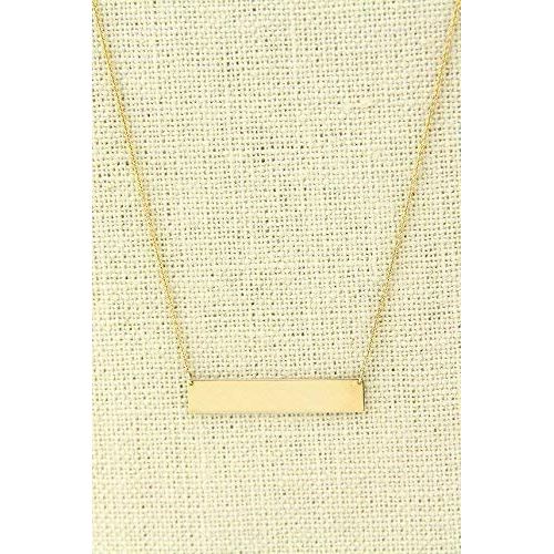  JSVConcept Personalized Handmade14K Solid Gold Bar Necklace High Polished Pendant Necklace Initial Necklace Name Charm Necklace Free Engraving Available