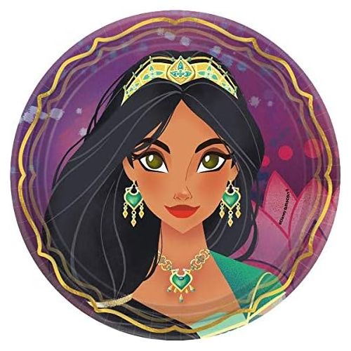  TLP Online Princess Jasmine Party Supplies: Bundle Includes: Round Dessert Plates and Napkins for 16 People
